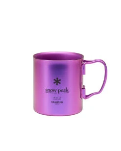 Snow Peak Ti-Double 450 Anodized Mug -Outdoor Camping Sale mg 053pr us titanium double cup 450 pr hero 03